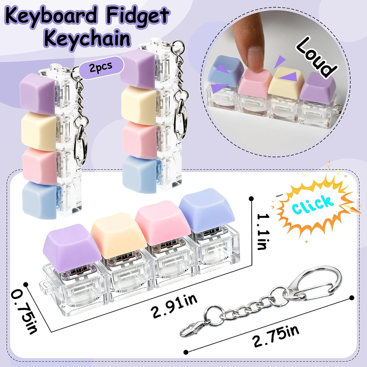 2 PCS Keyboard Fidget Toy - Four Colors - Purple / General - image 2