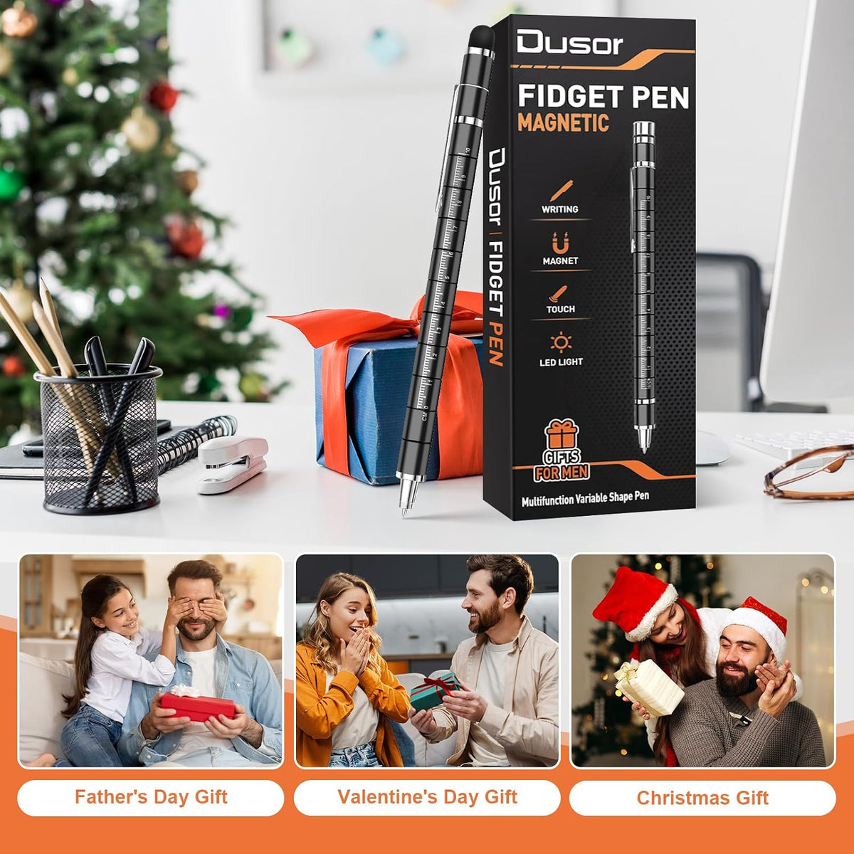 Gifts for Men Fidget Pen, Christmas Stocking Stuffers for Men Teen Boys – Fun for Kids & Family - Black - image 2