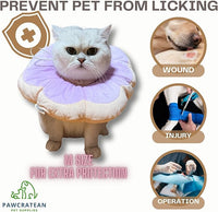 Adjustable Comfy Flower Style Elizabeth Collar for Cats Puppies Soft Recovery Cone Pet Protective Neck Collar (Purple, Small)