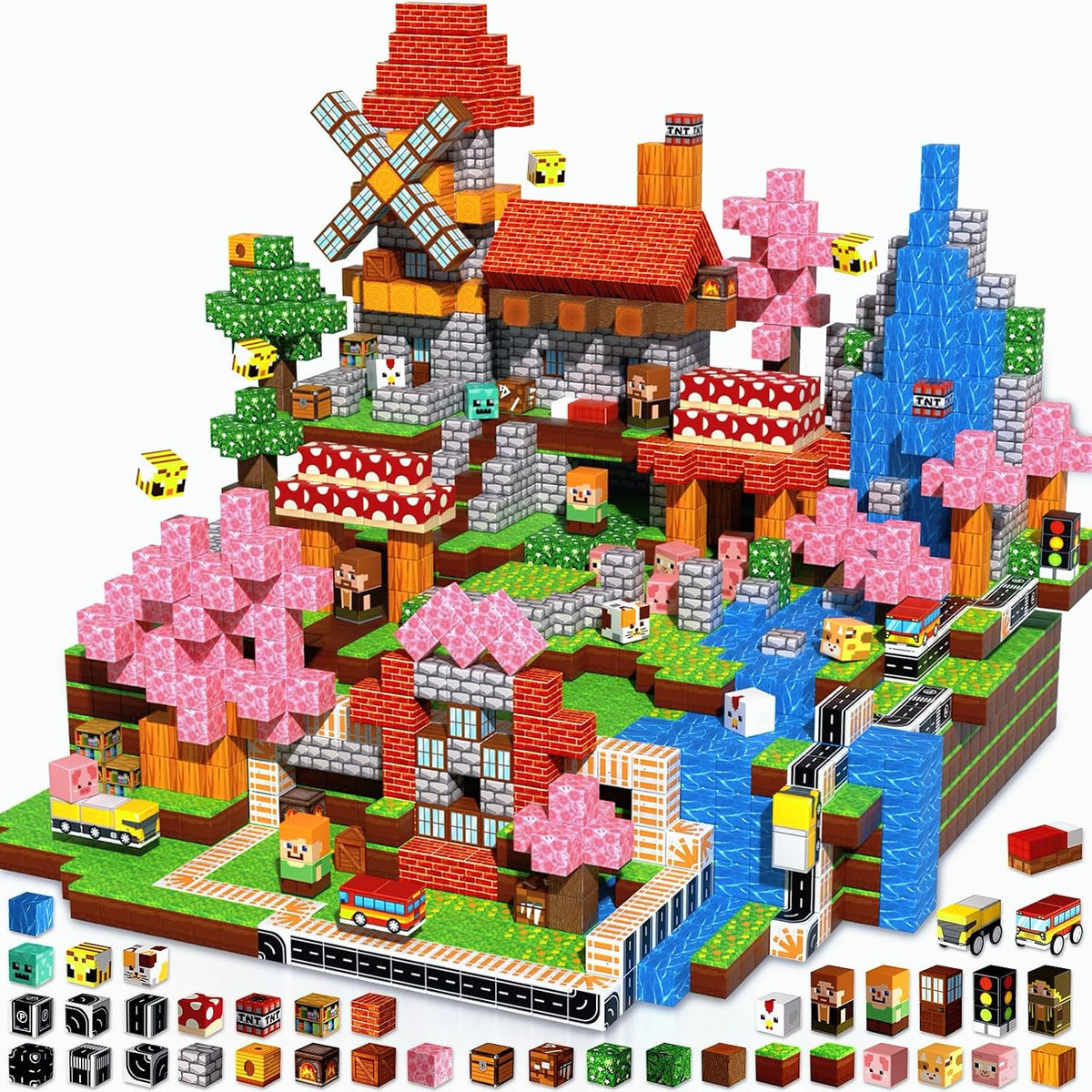 Magneverse Magnetic Blocks, Magnet Building Cubes for Boys Girls - Forest / 300 pcs