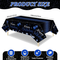 Tudomro 3 Pcs Plastic Happy Birthday Party Tablecloths - Black Blue / 6 - image 4