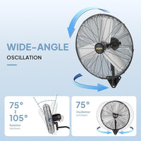 ROVSUN 20" Wall Mounted Fan, High Velocity Industrial Wall Fan, Max 4710 CFM with Wide Angle Oscillating, Suit for Commercial, Residential, Garage, Shop, Greenhouse, Gym, 2-Pack