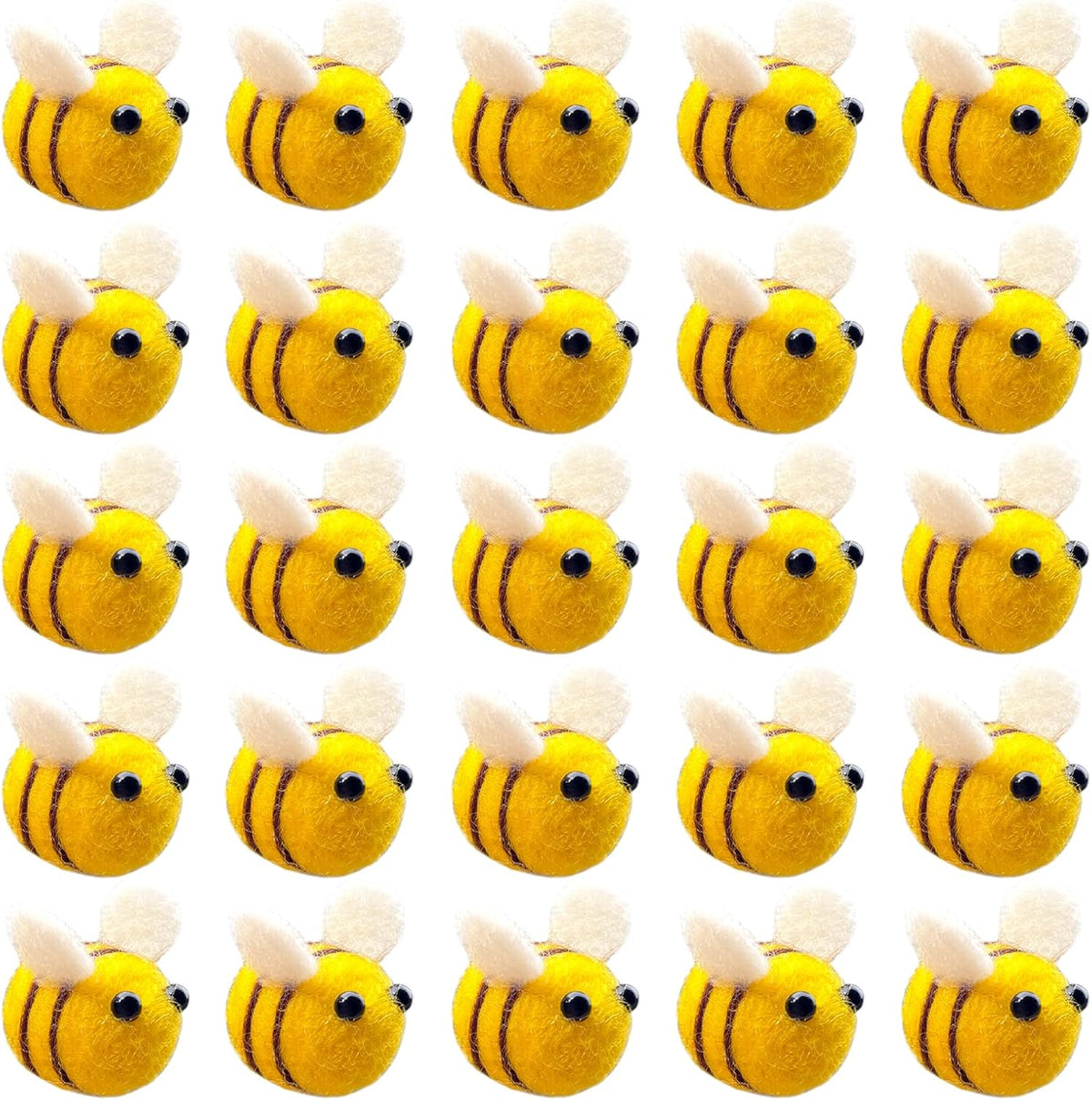 AcceLeah wool felt bumblebees, 25 small yellow and black felt bees for crafts