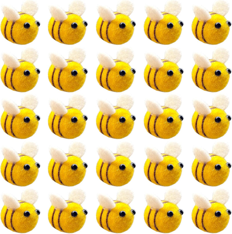 AcceLeah wool felt bumblebees, 25 small yellow and black felt bees for crafts