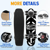 Skateboards with Colorful Flashing Wheels for Beginners, Kids - X-BlackWhite - image 3
