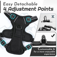 Eagloo Small Dog Harness No Pull, Service Vest with Reflective Strips and Control Handle, Adjustable and Comfortable for Easy Walking, No Choke Pet Harness with 2 Metal Rings, Black, XS
