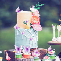 30Pcs 2D Waterproof Swallowtail Butterfly Cake Topper Transparent - Not Edible / Purple Mixed - image 3