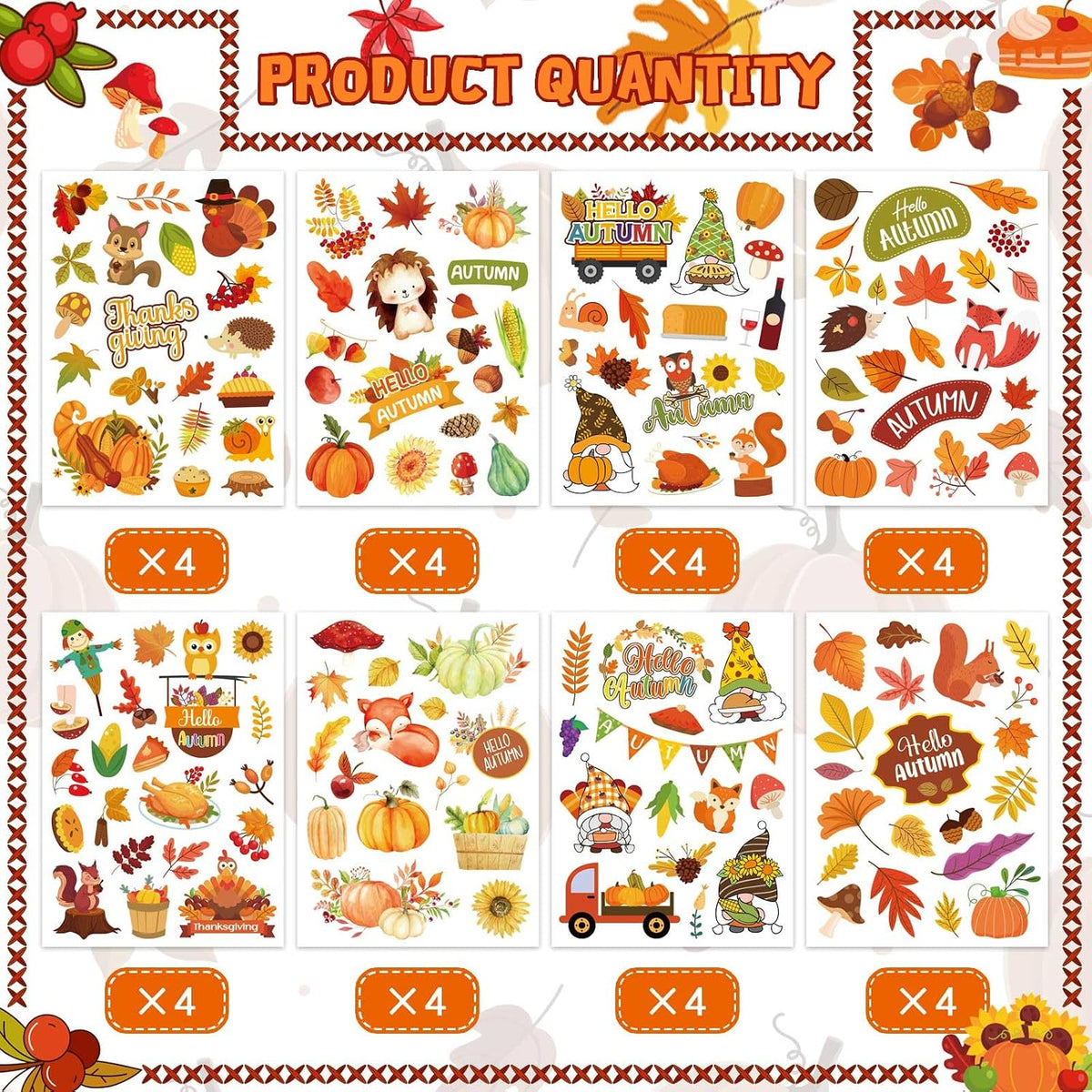 DUJAA 640-piece fall stickers for kids with pumpkins, leaves and scarecrows - view 12