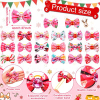 Tondiamo 100 Pack Halloween Dog Hair Bows Ghost Pattern Rubber Bands – Essentials for Dogs - Pink Christmas - image 2