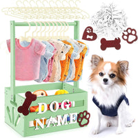 Wooden Dog Closet, Pet Wardrobe with Hanging Rod for Small Dog - Green