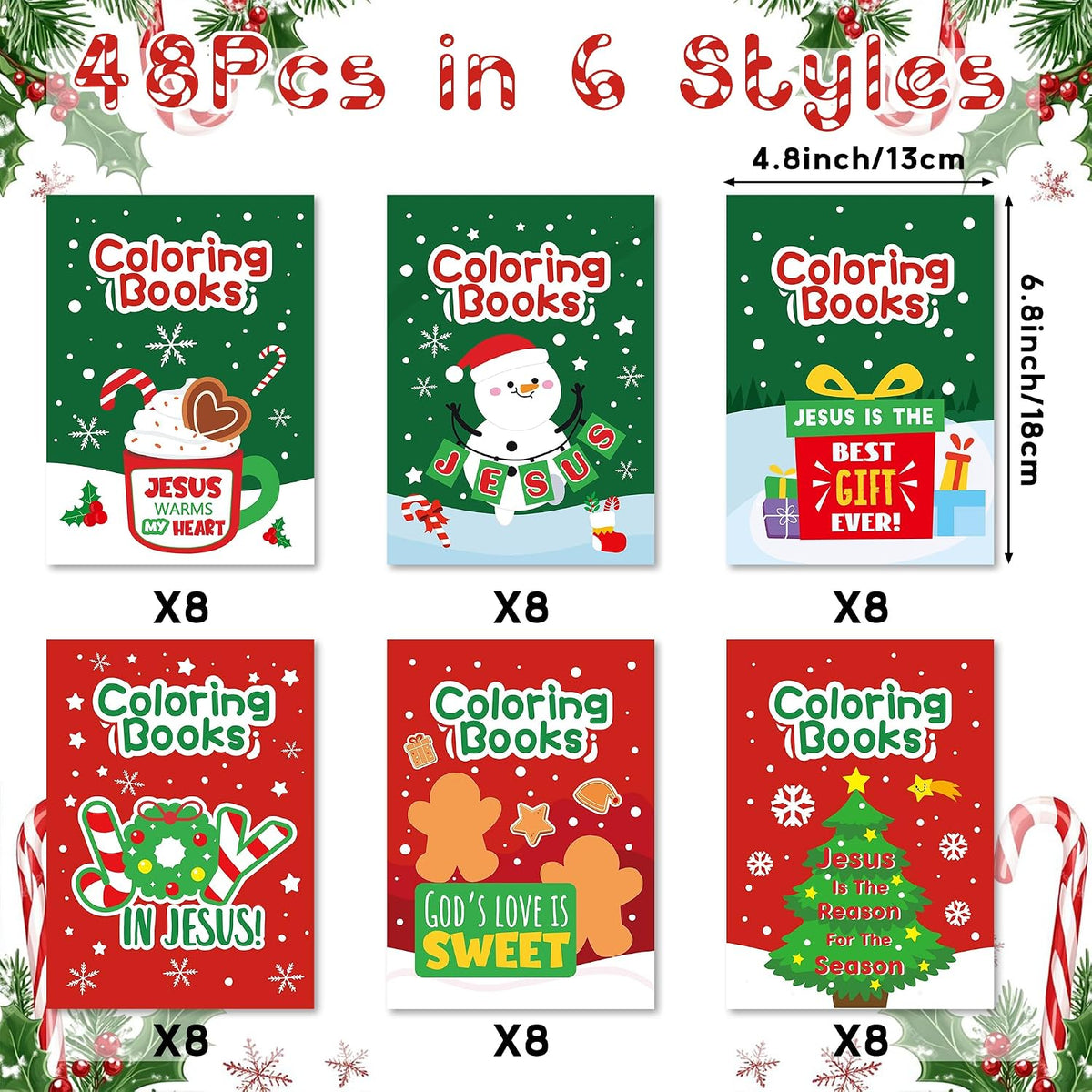 24Pcs Bible Coloring Books Religious Theme DIY Color-in Pages – Fun for Kids & Family - Christmas Religious (48Pcs) - image 2