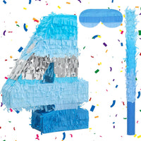 BIRCHIO blue number 4 pinata with blindfold and bat for a fourth birthday party - view 10
