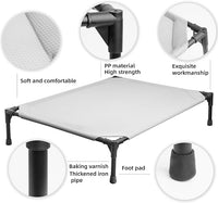 Soft Mesh Elevated Pet Bed for Large Medium Dogs Outdoor Resting Cot with Water-Resistant, Air-Permeable, Cooling and Anti-Skid Portable Dog Bed, Up to 120 lbs, 43.2" L x 31" W x 7.5" H, Gray