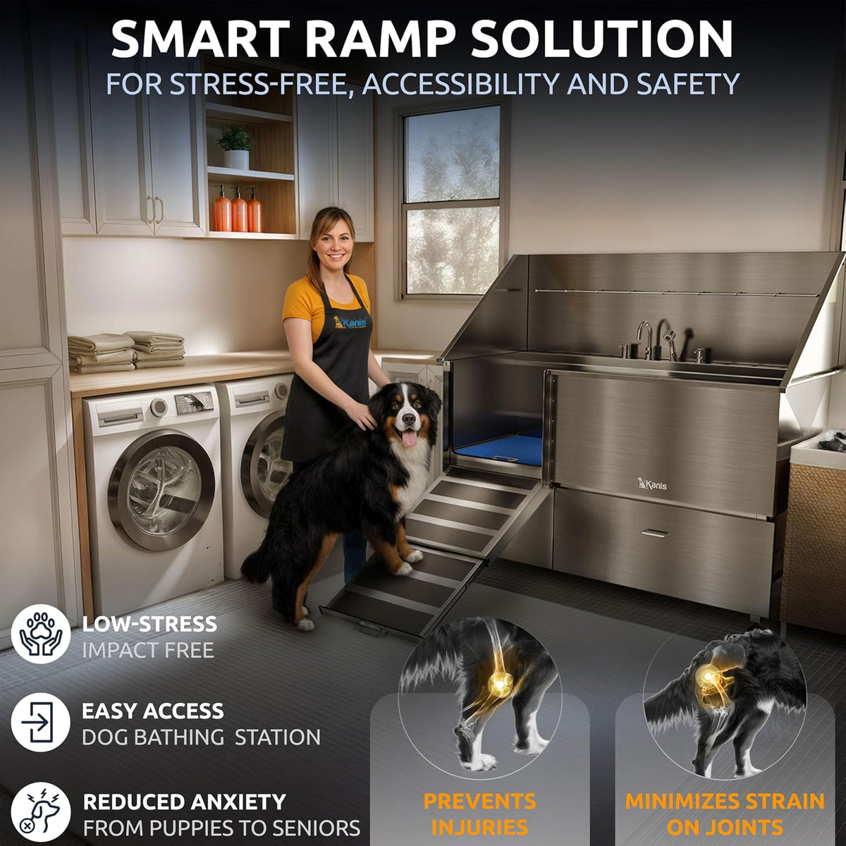 Professional Dog Washing Station 304 Stainless Steel Pets Grooming Tub – Essentials for Dogs - Silver, Left Ramp, 2 Drawer / 61 Inches - image 3