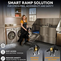KANIS Professional Dog Washing Station - 304 Stainless Steel Pet Wash Sink & Grooming Bath Tub for Home with Ramp, Shower, Floor Grate, Storage Drawers, and Faucet for Large, Medium & Small Pets