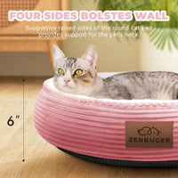 Zerbuger 20in Pink Round Dog Bed Sofa for Dogs Cats - Pink / Small - image 2