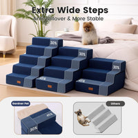 Gardner Pet Dog Stairs for Small Dogs 14" H - Navy / 4.0 / 18"x29.5"x18.5"Extra Wide - image 2