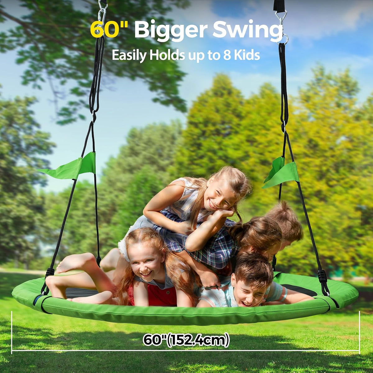 PACEARTH 40 Inch Saucer Tree Swing Flying 600lb Weight Capacity 2 - Green / 60 IN - image 2
