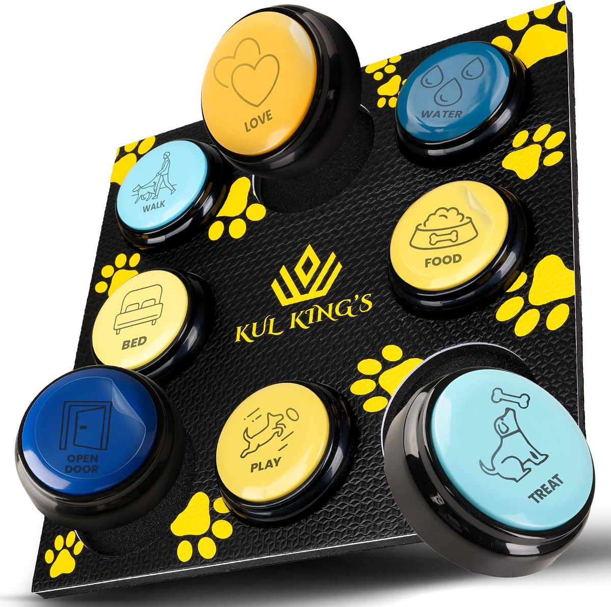 KUL KING'S set of 8 recordable dog talking buttons with training mat