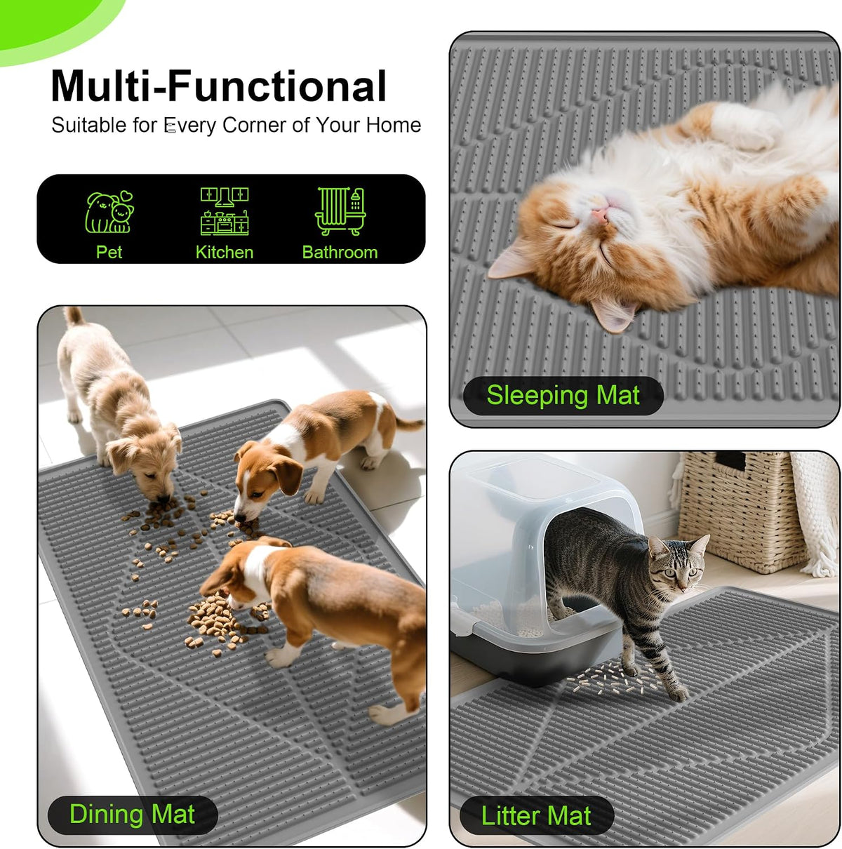 Rubber Cat Litter Mat Litter Box Mat - Grey / XL-28" x 20" Thickened - image 3