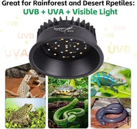 UVB Light for Reptiles, UVA UVB Reptile Light Fixture with Timer LED UVB Bulb for Bearded Dragon - 2 Pack / Black - image 4