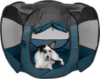 FurHaven Soft-Sided Dog & Cat Playpen - Sailor Blue / Medium