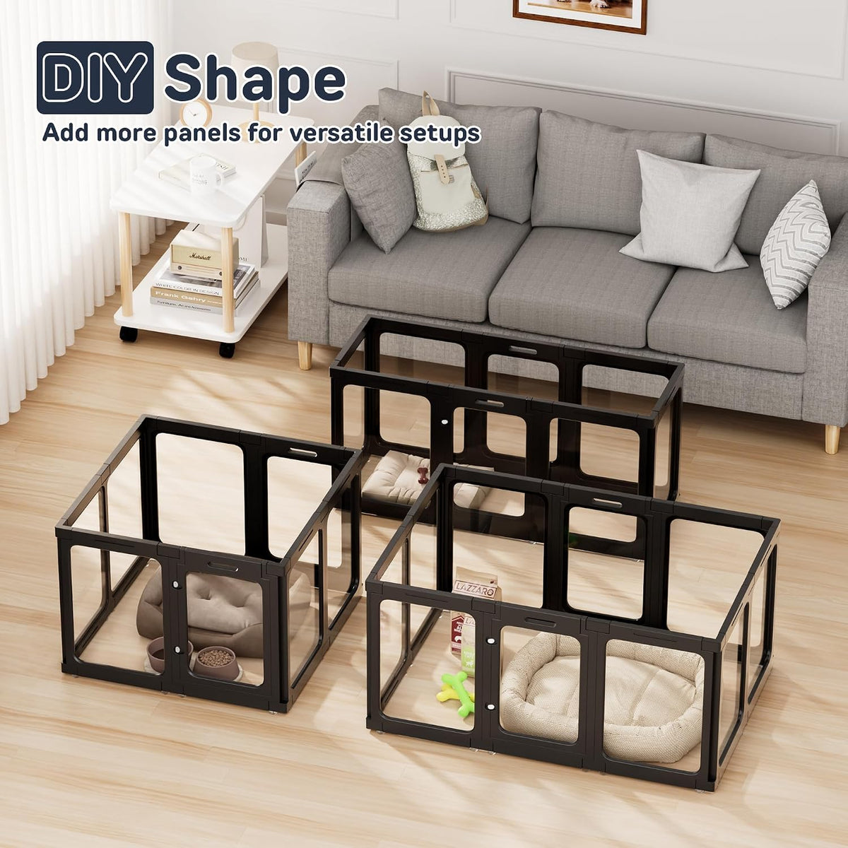 Jalove 12PCS Dog Playpen Clear Puppy Playpen Indoor - Black / 2 / 24inch - image 2