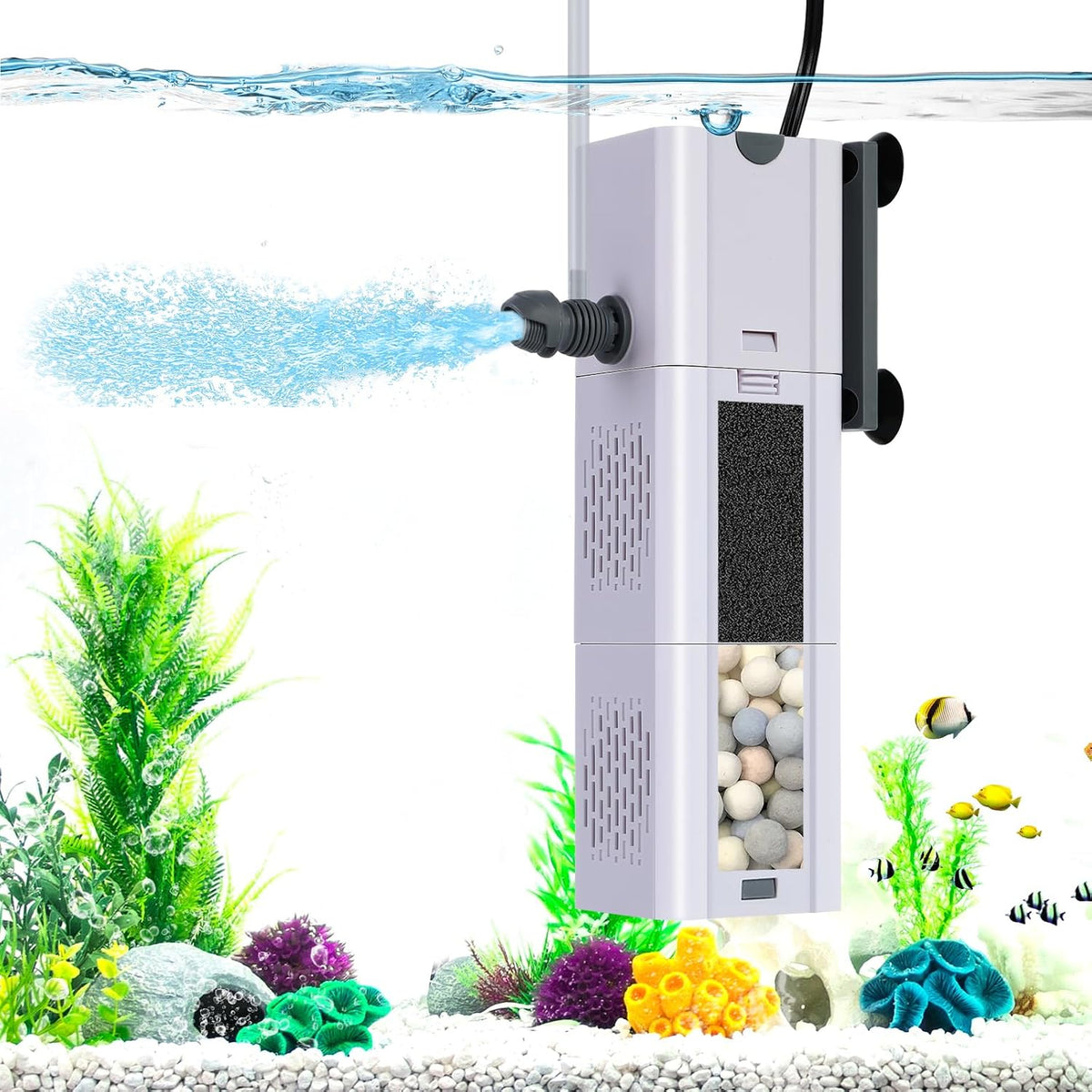 265 GPH 4-In-1 Aquarium Filter - 15 W-265 GPH