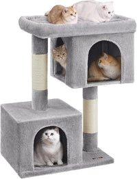 Feandrea Cat Tree, Plush Kitten Condo - XL (26.8"L x 18.9"W x 40.6"H) / Light Gray