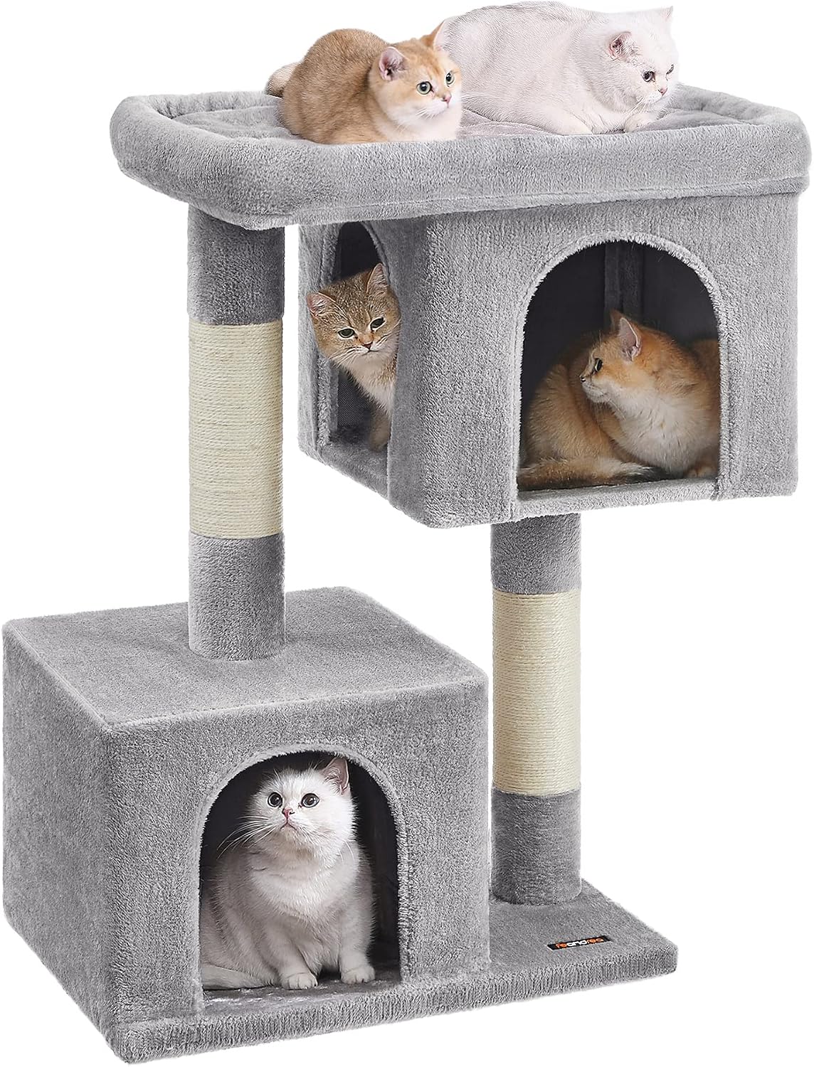 Feandrea Cat Tree, Plush Kitten Condo - XL (26.8"L x 18.9"W x 40.6"H) / Light Gray