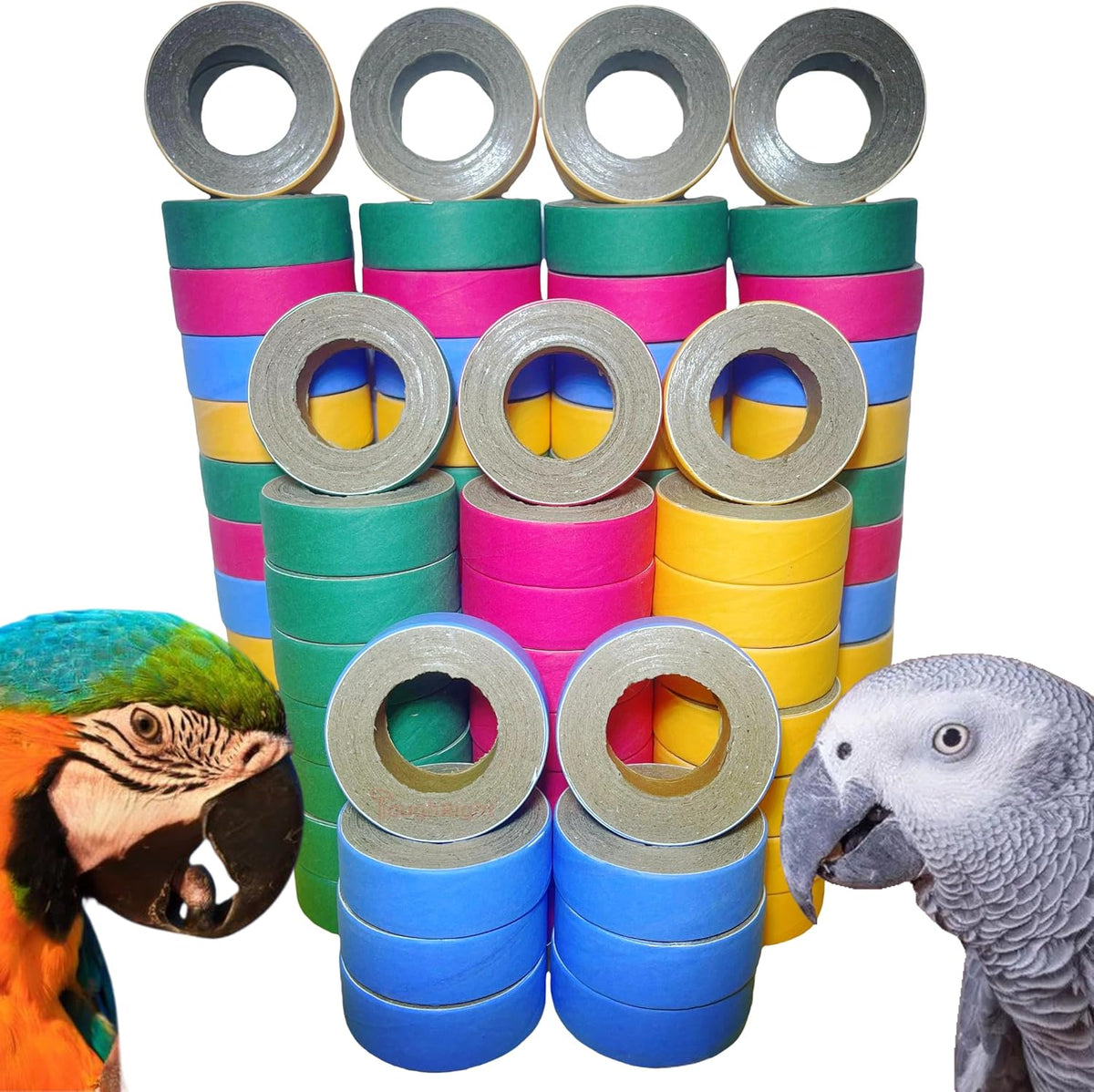 24Pcs Fatty Bagels Bird Toys for Parrots Durable Cardboard Chewing - 80PCS