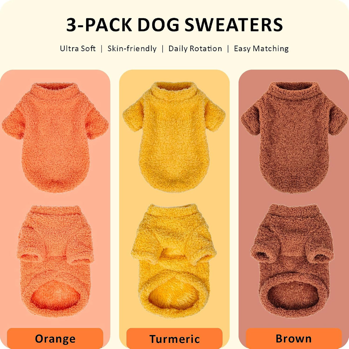 Dog Sweater, Dog Clothes for Medium Dogs Male or Boy - Orange+Turmeric+Brown / Medium - image 2
