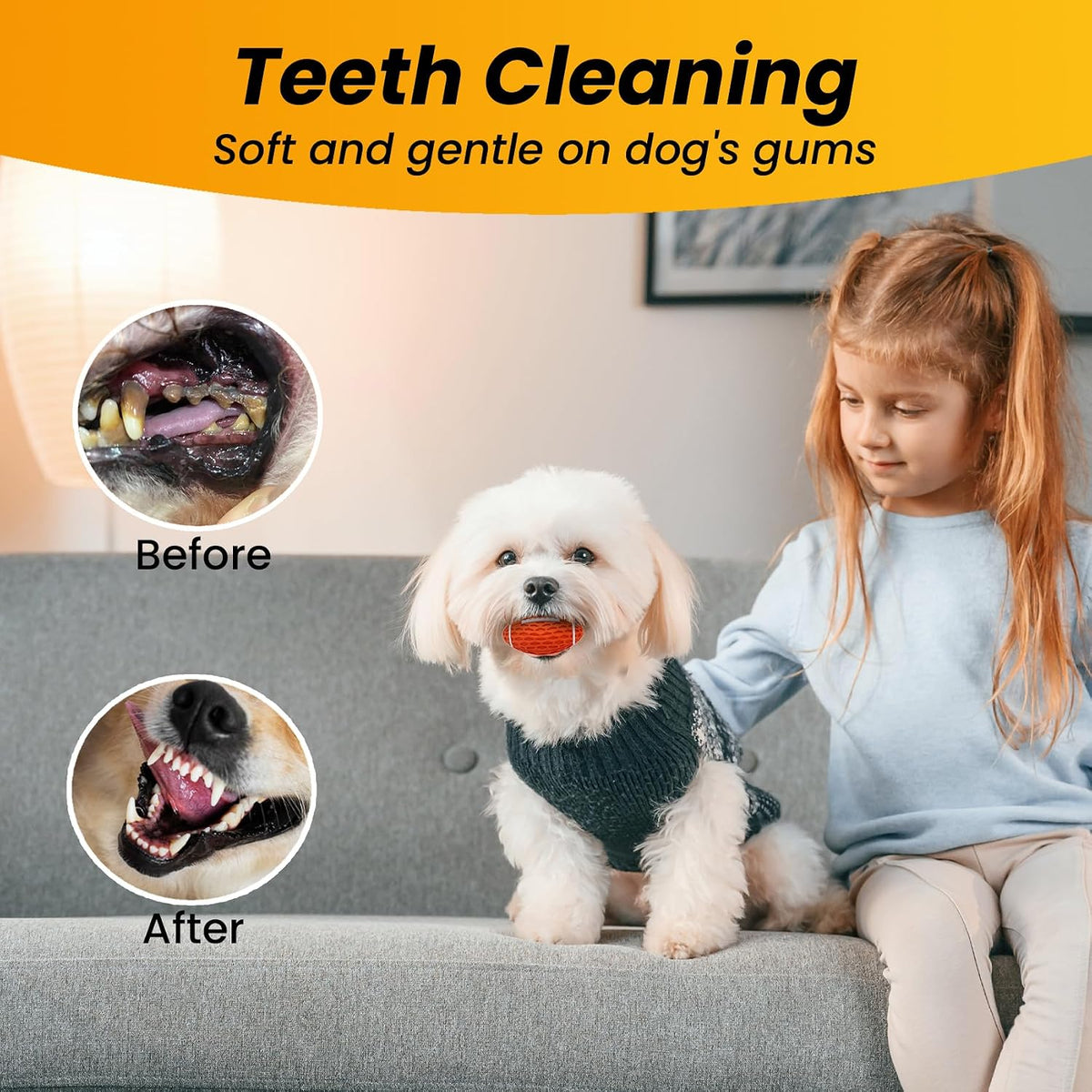 Puppy Toy, Interactive Squeaky Dog Ball Toys for Small Dogs – Essentials for Dogs - Orange / Small (Pack of 2) - image 2