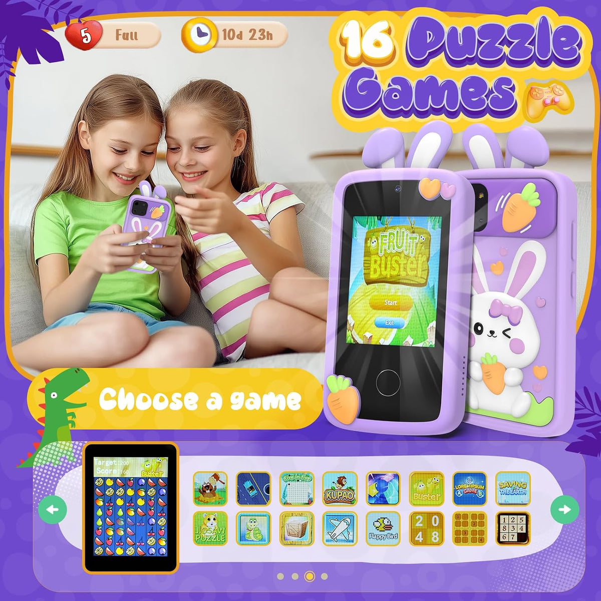 Luyiilo Kids Smart Phone Toys for Boys - Rabbit-Purple - image 4