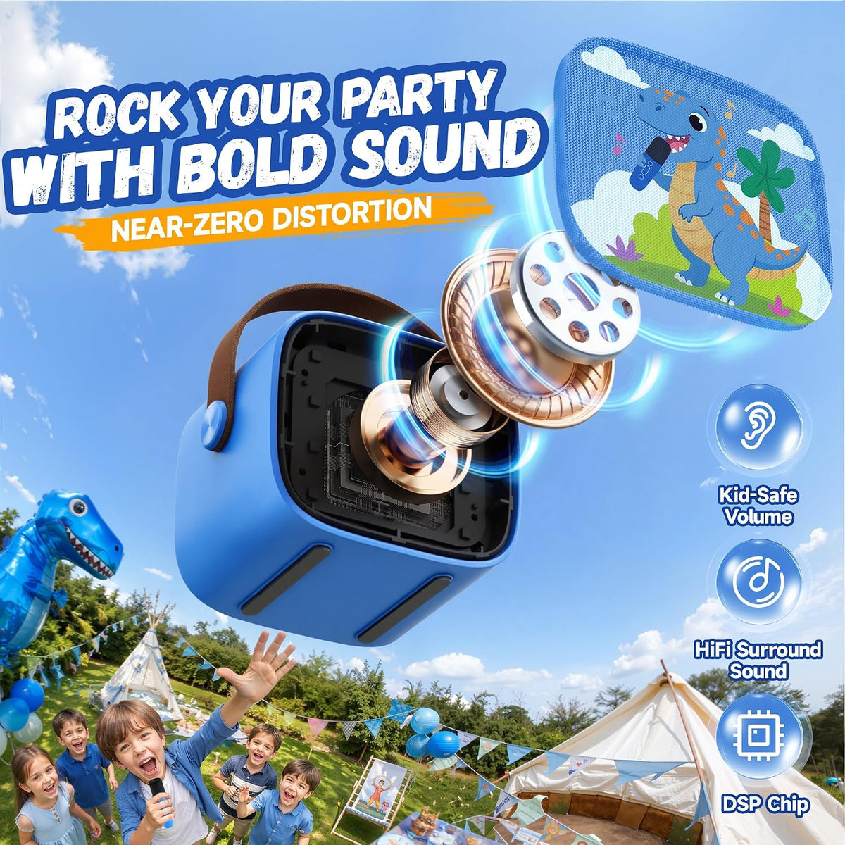 YLL Karaoke Machine for Kids - Navy Blue-Dinosaur - image 3