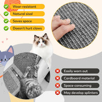Sisal Cat Scratcher Mat with Sticky Tapes - Gray / 23.6" x 15.7" (2-Pack) - image 2