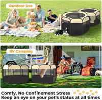 2-in-1 XLarge Cat Playpen - Beige / Round / L, 83.5"L x 41.4"W x 32.3"H - image 4