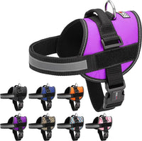 Dogline Dog Harness, Reflective No-Pull Adjustable Vest with Handle for Walking, Training, Breathable, No - Choke Harness for Small, Medium or Large Dogs Room for Patches Girth 27 to 34 in Purple