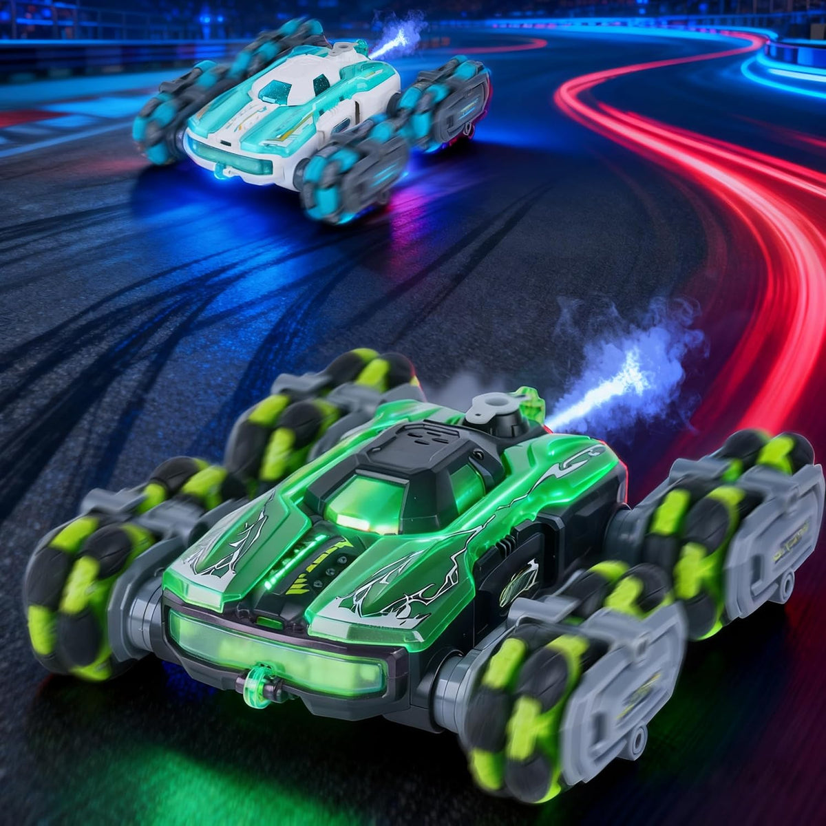 NEXBOX Cool 8 Wheels Hand Controlled rc Stunt Car Toys - Green - image 2