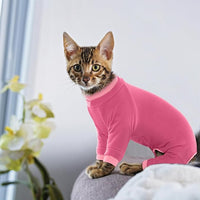 PUMYPOREITY Cat Recovery Suit, Stops Wound Licking After Surgery, Sticky Hair Shirt with Sticky Fabric, Cat Pajamas Prevents Over-Grooming, Pink, S