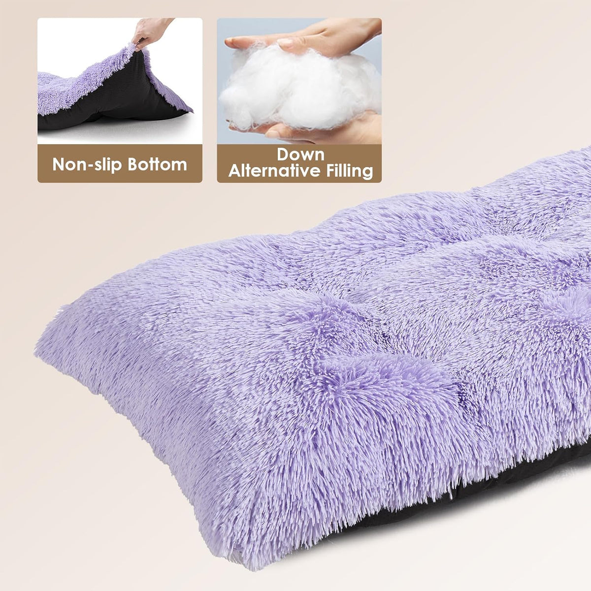 EHEYCIGA Fluffy Dog Crate Bed, Plush Extra Large Dog Pillow - Purple / 41 x 27.5 - image 4