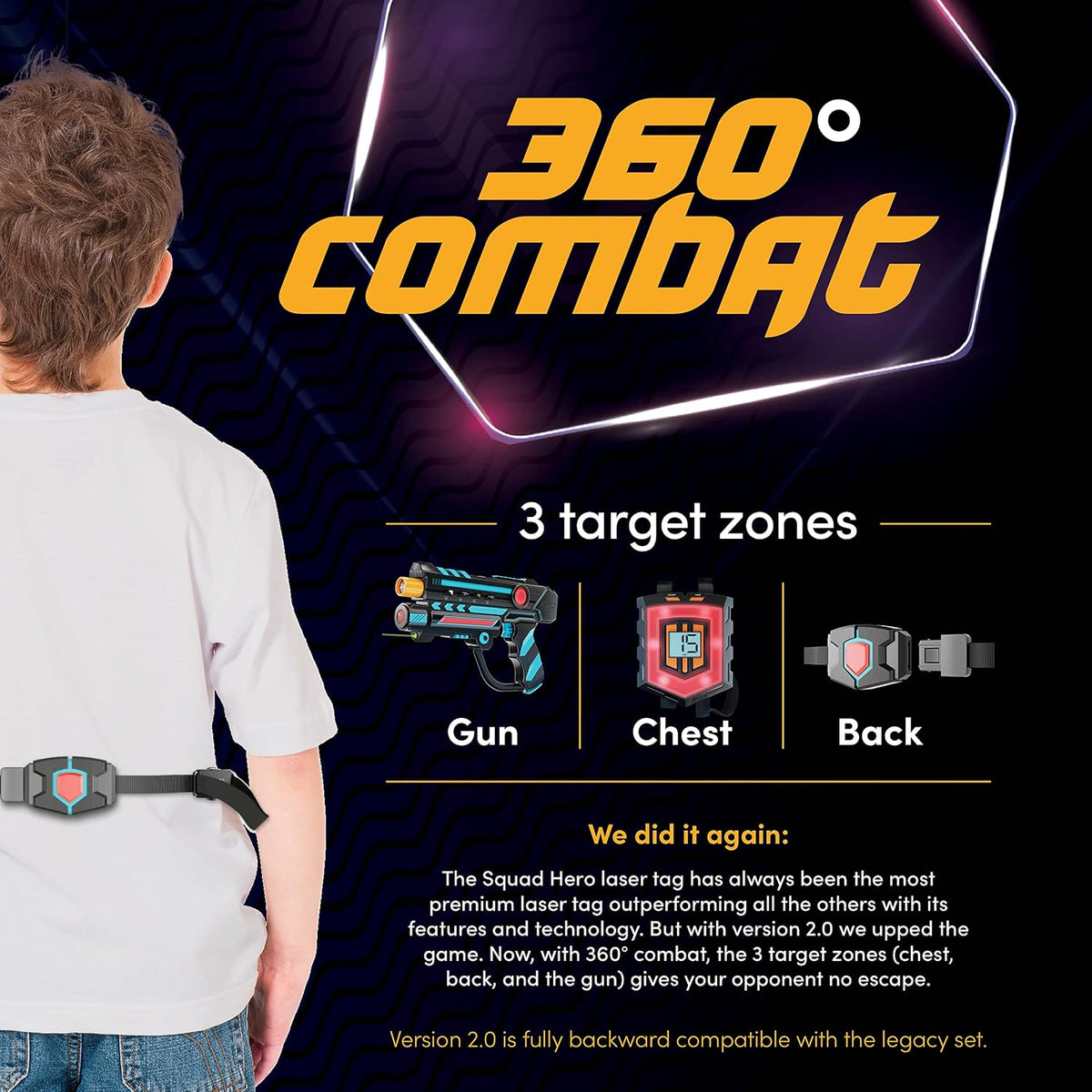 Squad Hero Rechargeable Laser Tag 360° Sensors + LCDs, Set of 4 - image 2