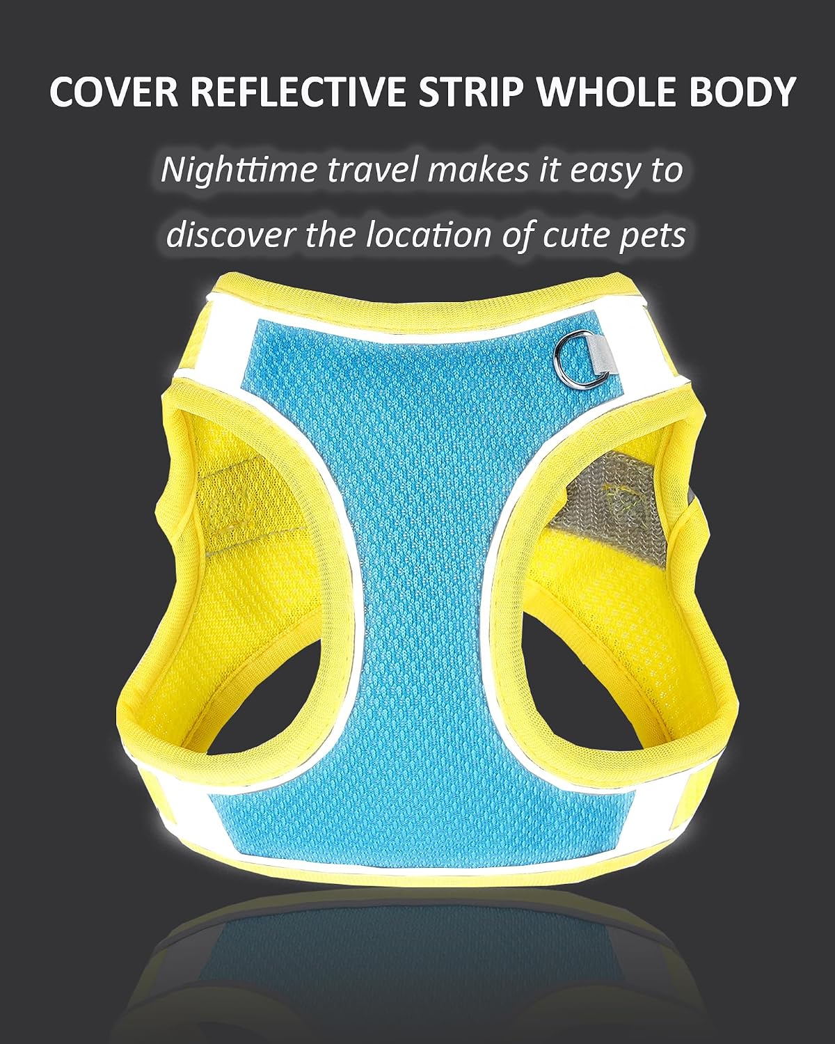 Solmoony Dog Harness, No Pull, Mesh for Small Medium Dogs - Blue Yellow / S - image 4