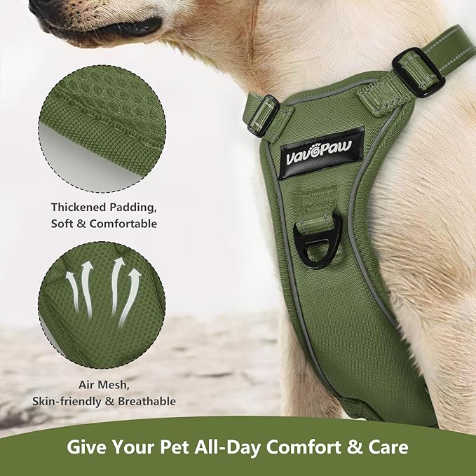 Dog Seat Belt Harness for Car, Dog Car Harness Adjustable Mesh Breathable & Dogs Seatbelt Safety Tether with Elastic Bungee for Small Medium Large Pets(Army Green, S)