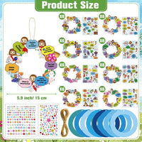 Hollowfly Thanksgiving paper wreath craft kits with gem stickers, ribbons and wool balls - view 12
