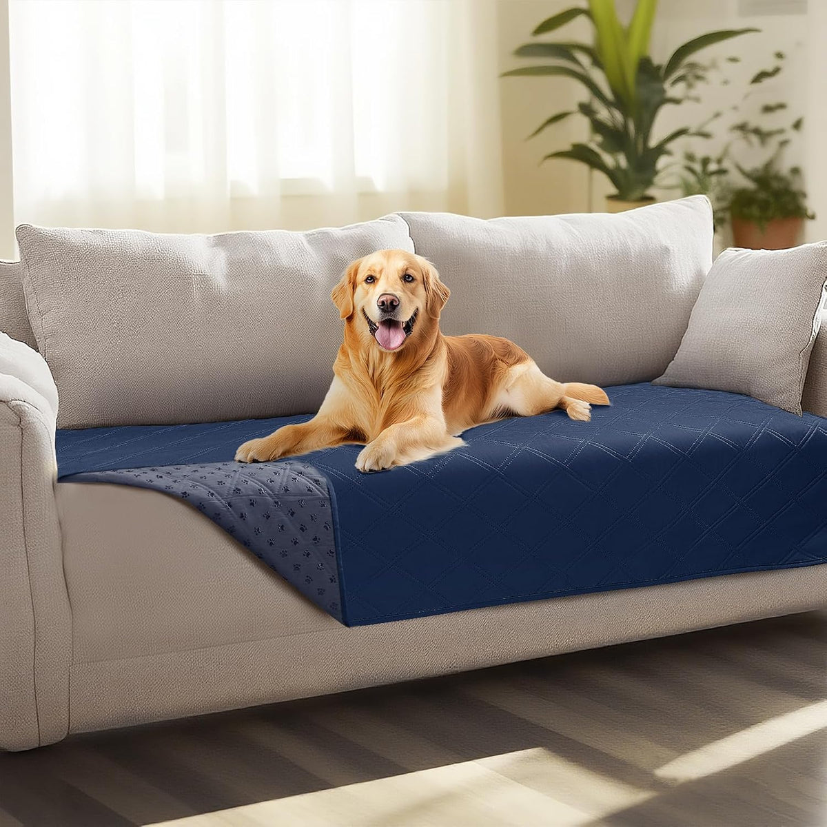 Luciphia Waterproof Couch Cover for Dogs - Navy+blue / 30" x 70"