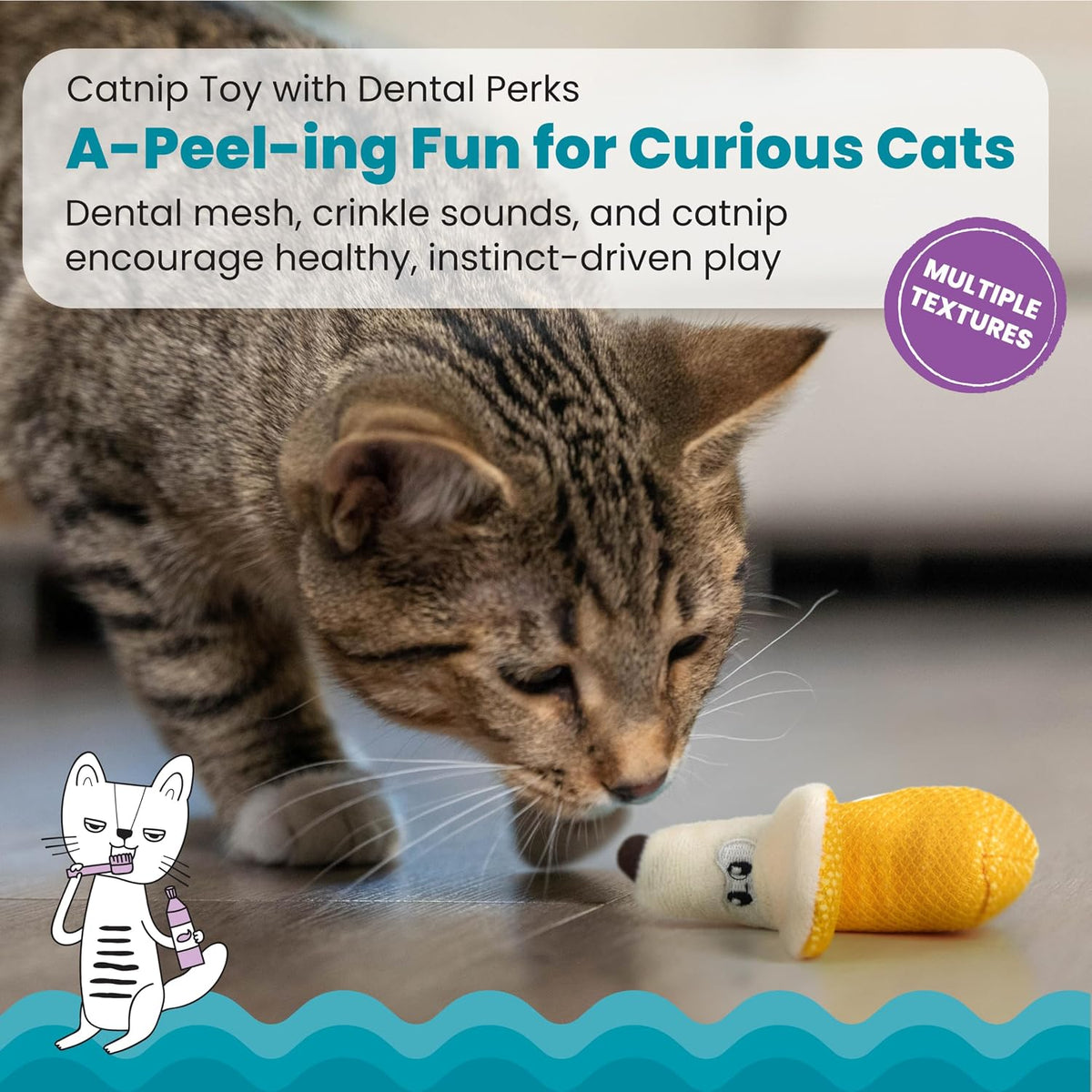 Catstages Strawbabies Dental Cat Chew Toy with Catnip & Feathers - Dental Catnip Toys - image 2