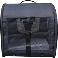 Fabric Portable Pet Kennel/Shelter, Single, Black 20"x20"x19.5" - Car Seat-Belt Fixture Included