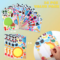 JOYIN 36 Sheets 9"x6" Make a face Stickers for Kids - Summer - image 2