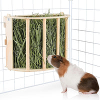 Wooden Guinea Pig Hay Feeder, Large Hanging Rabbit Rack – Essentials for Small Pets - 1 PACK / Wood color